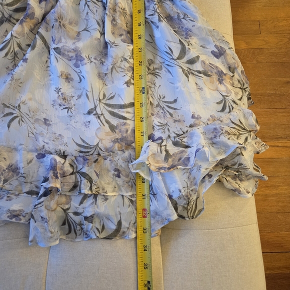 NWT Aura Blue Floral Tie Front Mini Ruffle Dress - Size Medium Short Sleeve - Picture 9 of 10